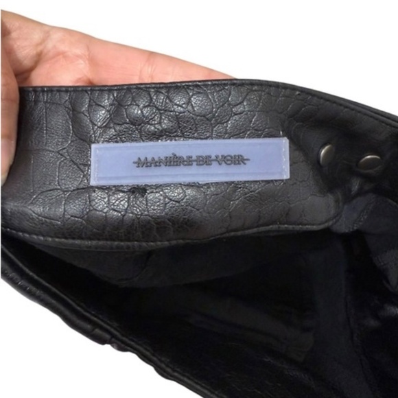 Sexy Heart Pockets Black Faux Leather Trousers Maniere De Voir Pants - Picture 4 of 8